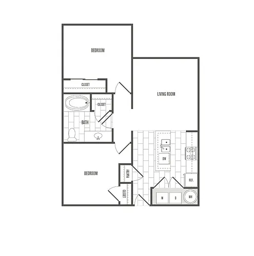 Floor plan Two-Bedroom One-Bath