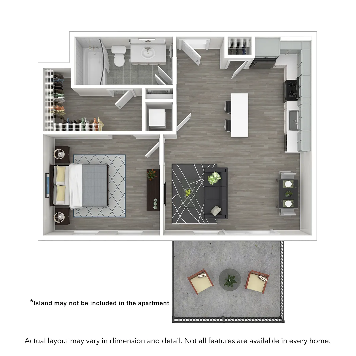 Floor plan 1x1 687 SF