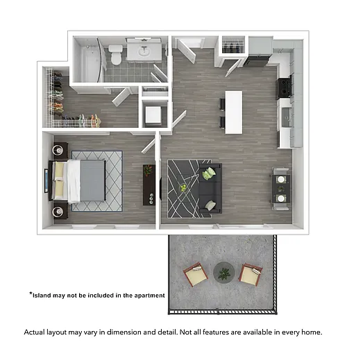 Floor plan 1x1 687 SF