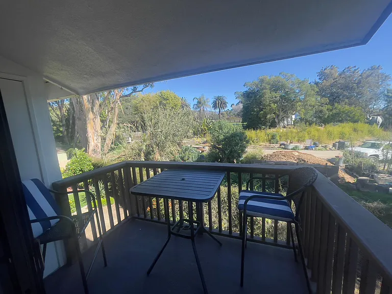 Master Bedroom porch overlooks the Sta Barbara Zoo and offers views of the beach.