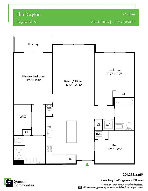 Floor plan $4.58/sq.ft. - 2A - Den