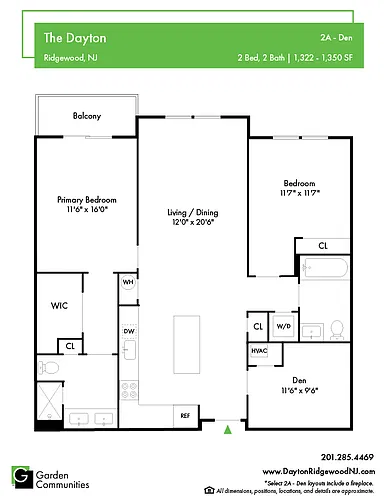 Floor plan $4.58/sq.ft. - 2A - Den