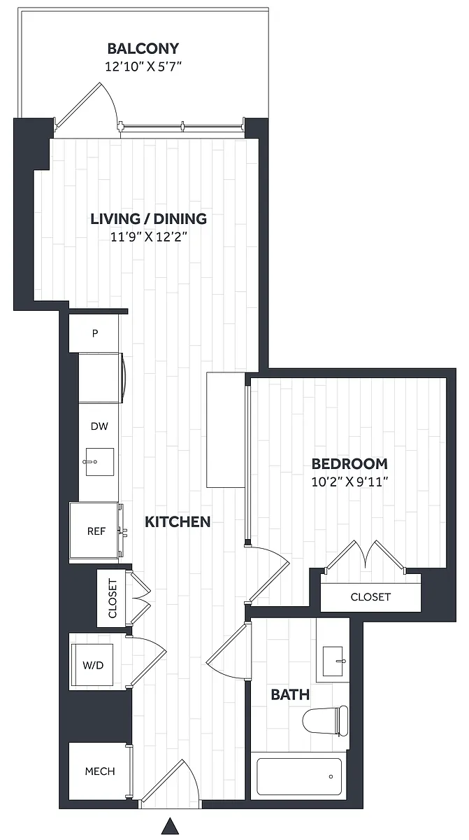 Floor plan 1 Bed/1 Bath JR - Stratos - A11a