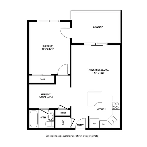 Floor plan 1 Bed and 1 Bath NY