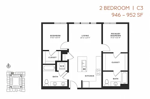 Floor plan Two Bedroom C3