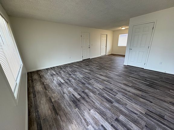 Living Room open to Dining Room, new wood grain vinyl flooring