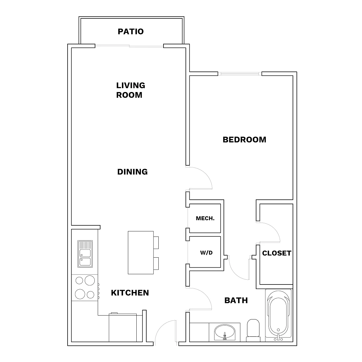 Floor plan 1x1 - 769 sqft