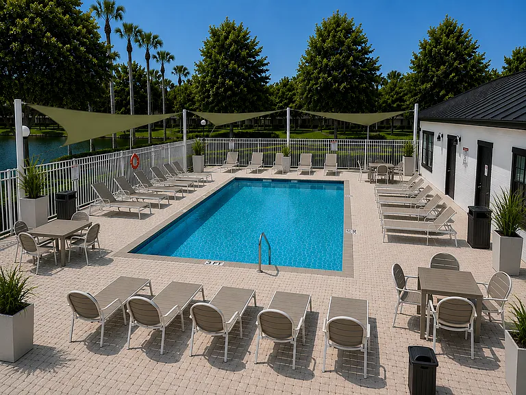 Pool, shades to be installed.