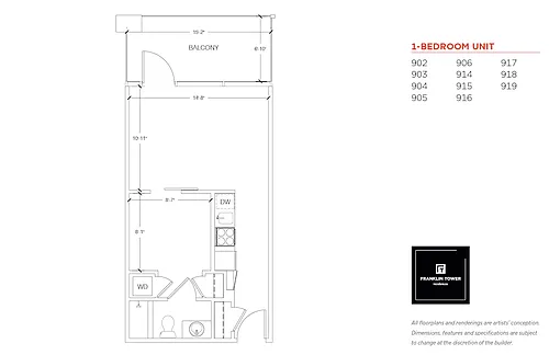 Floor plan Studio with Balcony