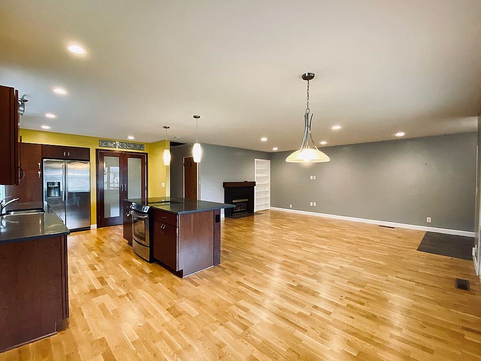 Kitchen, living room, dining