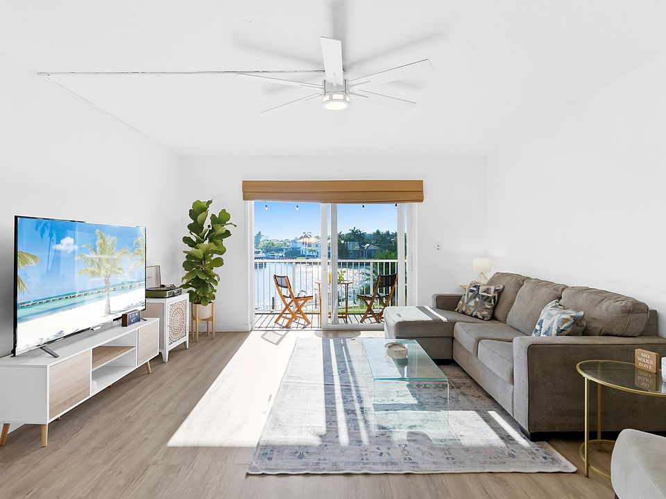 Living Room with waterfront view