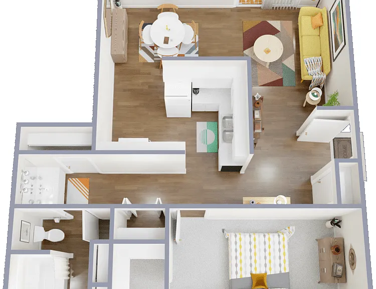 1x1 Floorplan Diagram
