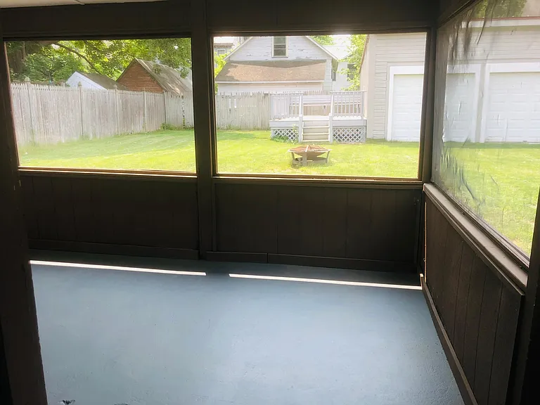 Porch with view of expansive lawn.. deck, fire-pit!