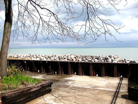 Lakefront terrace for lounging or grilling