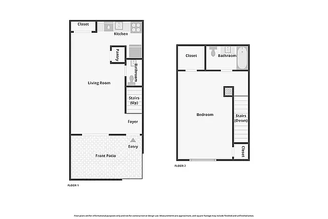 Floor plan 1 Bed 1 Bath Townhome