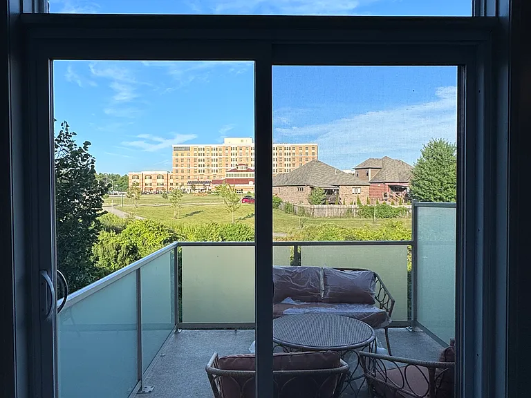 Balcony overlooking the pond