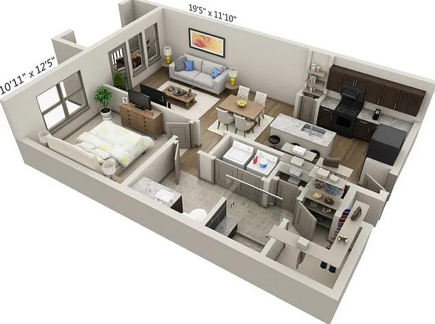 Floor plans are artist's rendering. All dimensions are approximate. Actual product and specifications may vary in dimension or detail. Not all features are available in every apartment. Prices and availability are subject to change. Floor plans are artist