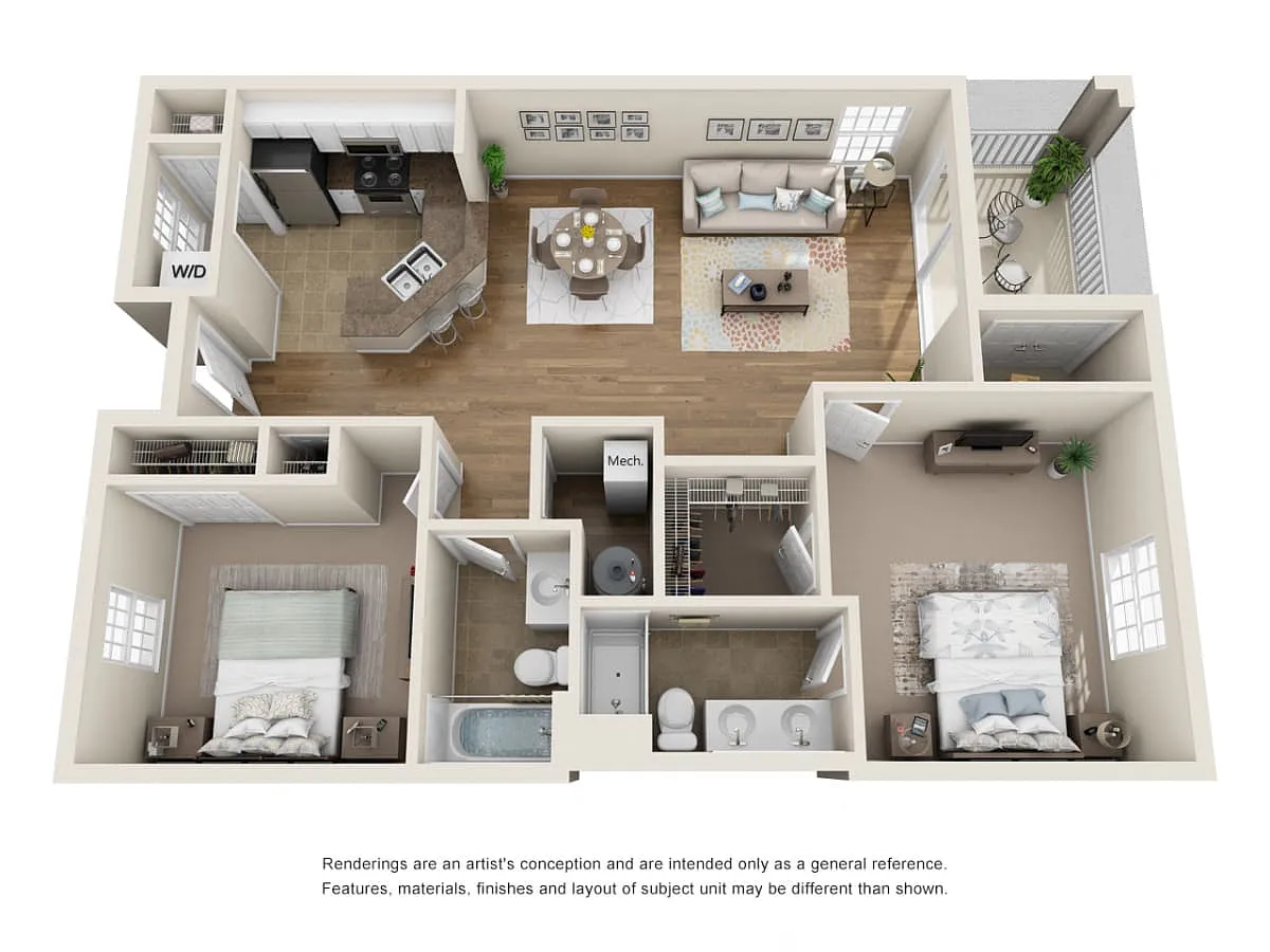 Floor plan B6_Barbados - Two Bedroom, Two Bathroom