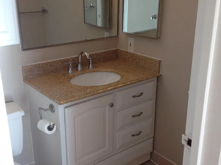 Bathroom, just painted, granite vanity top