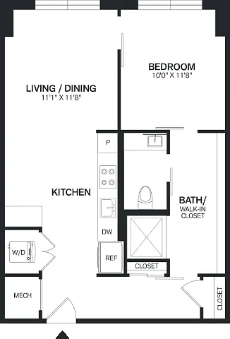 Floor plan 1 Bed/1 Bath PH-A4P