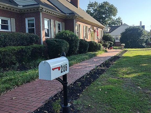 brick walkway and mailbox