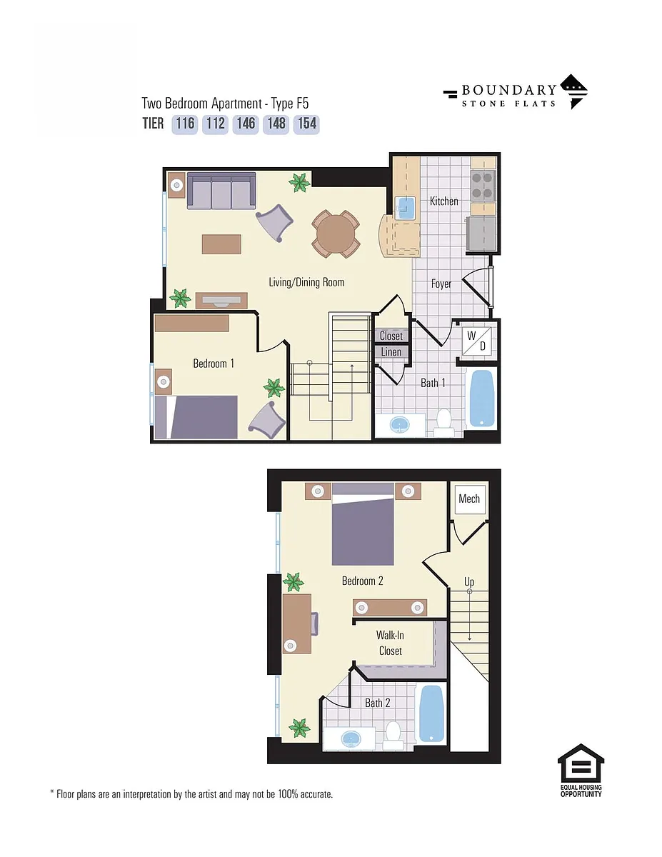 Floor plan 2 Bed/2 Bath (251bc3)