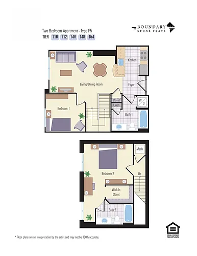 Floor plan 2 Bed/2 Bath (251bc3)