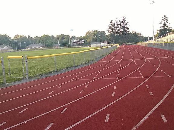 public track, 2 blocks away