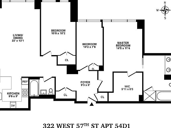 2nd image of 322 W 57th St APT 54D
