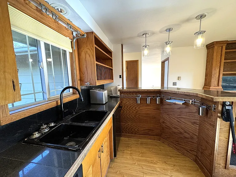 Kitchen with window to patio
