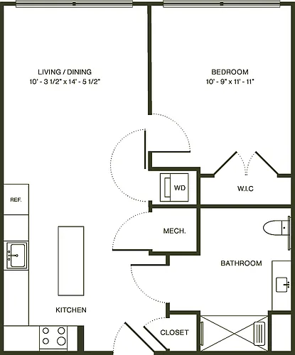 Floor plan One Bedroom C