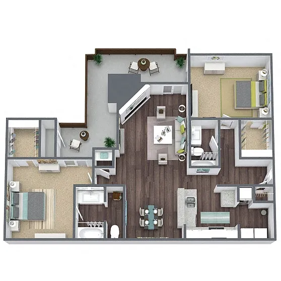 Floor plan B3: 2 Bed 2 Bath