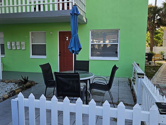 Front patio and the apartment entrance