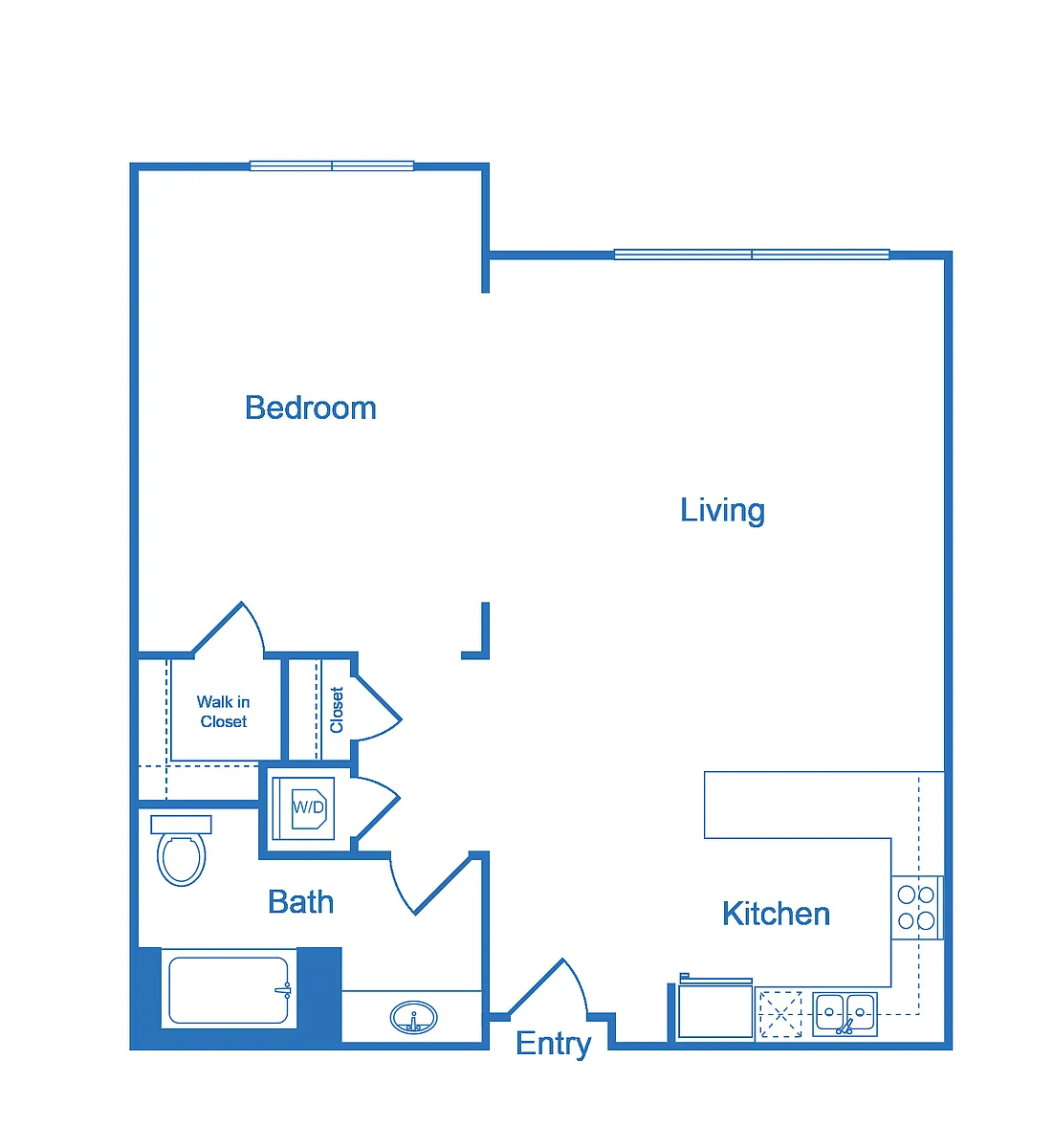 Floor plan 1 Bed 1 Bath_1D