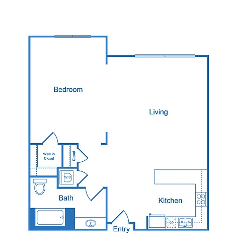 Floor plan 1 Bed 1 Bath_1D