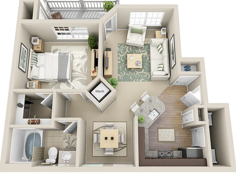 Element Carolina Bay - A1 Rutledge - 1 Beds - 1 Baths - 704 Sq. ft.