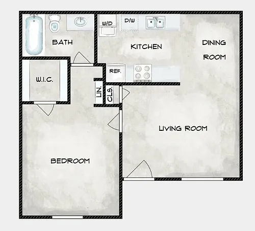 Floor plan One Bedroom/One Bath