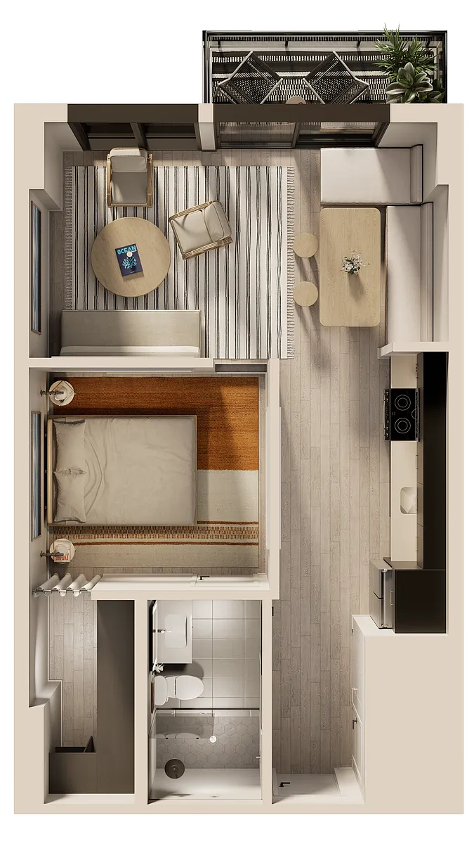 Floor plan Brighton 1 Bedroom