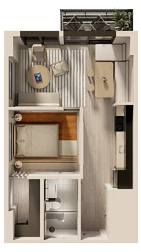 Floor plan Brighton 1 Bedroom