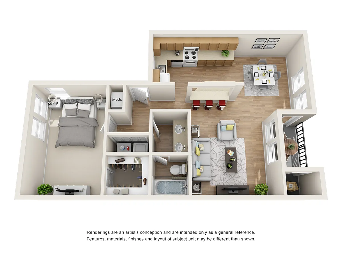 Floor plan 1 BR/1 BA - Sky