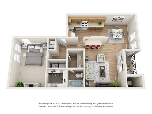 Floor plan 1 BR/1 BA - Sky