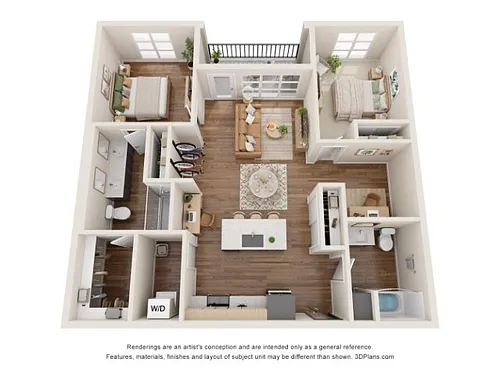 Floor plan 2 Bed+Den - D8