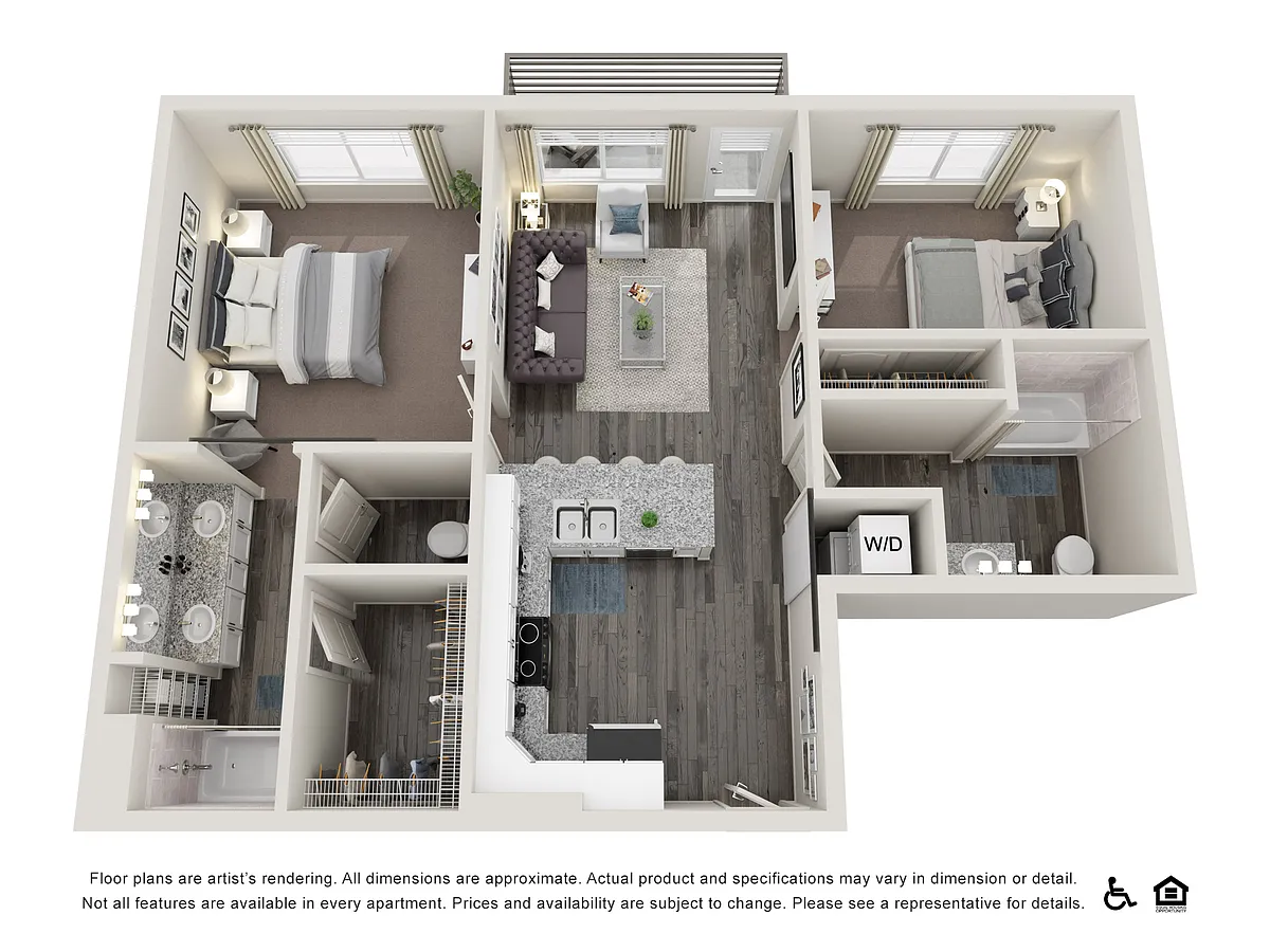 Floor plan 2x2 - 955 sqft - B2