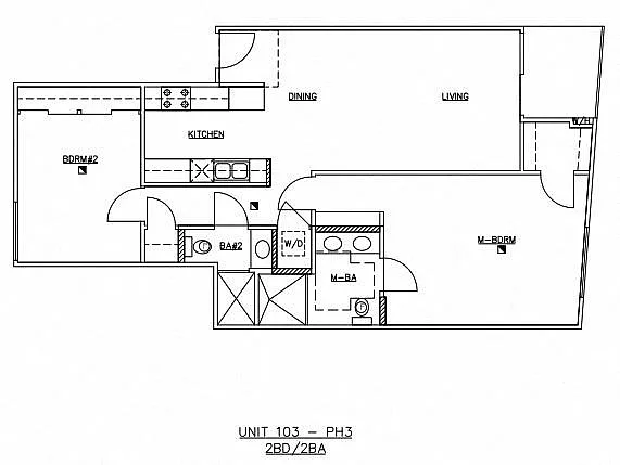Floor plan Two-Bedroom Two-Bathroom - B