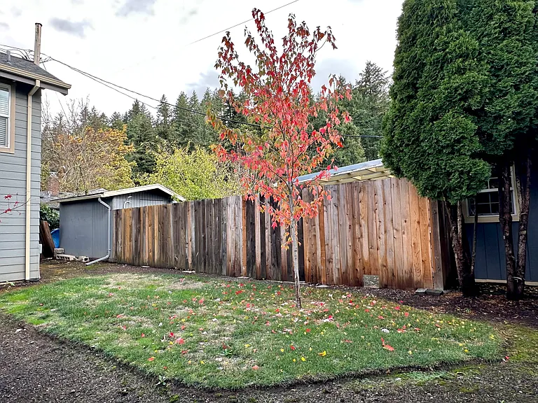 Shared outdoor space with unit B. Landscaping is included in rent.