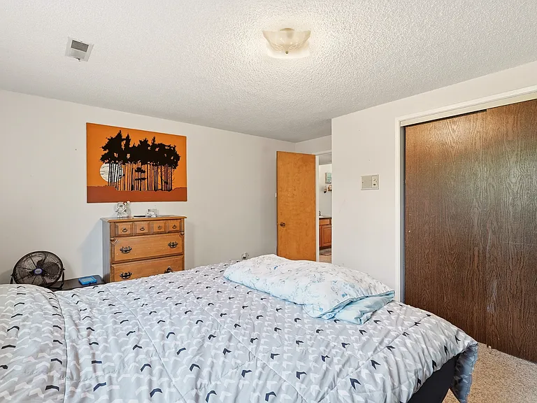 first lower level bedroom has large closet