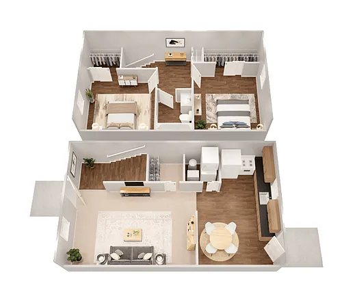 Floor plan 2 Bedroom 1 Bath Townhome - Classic
