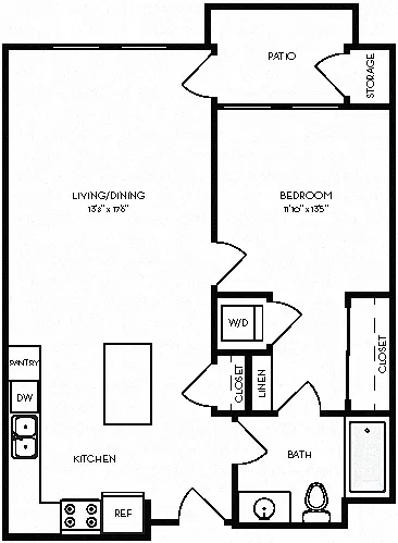 Floor plan 1A 758 Sq Ft
