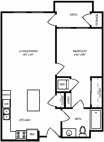 Floor plan 1A 758 Sq Ft