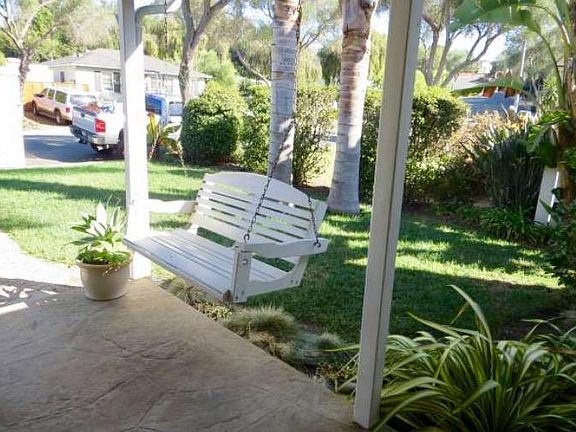 Front entry with porch swing